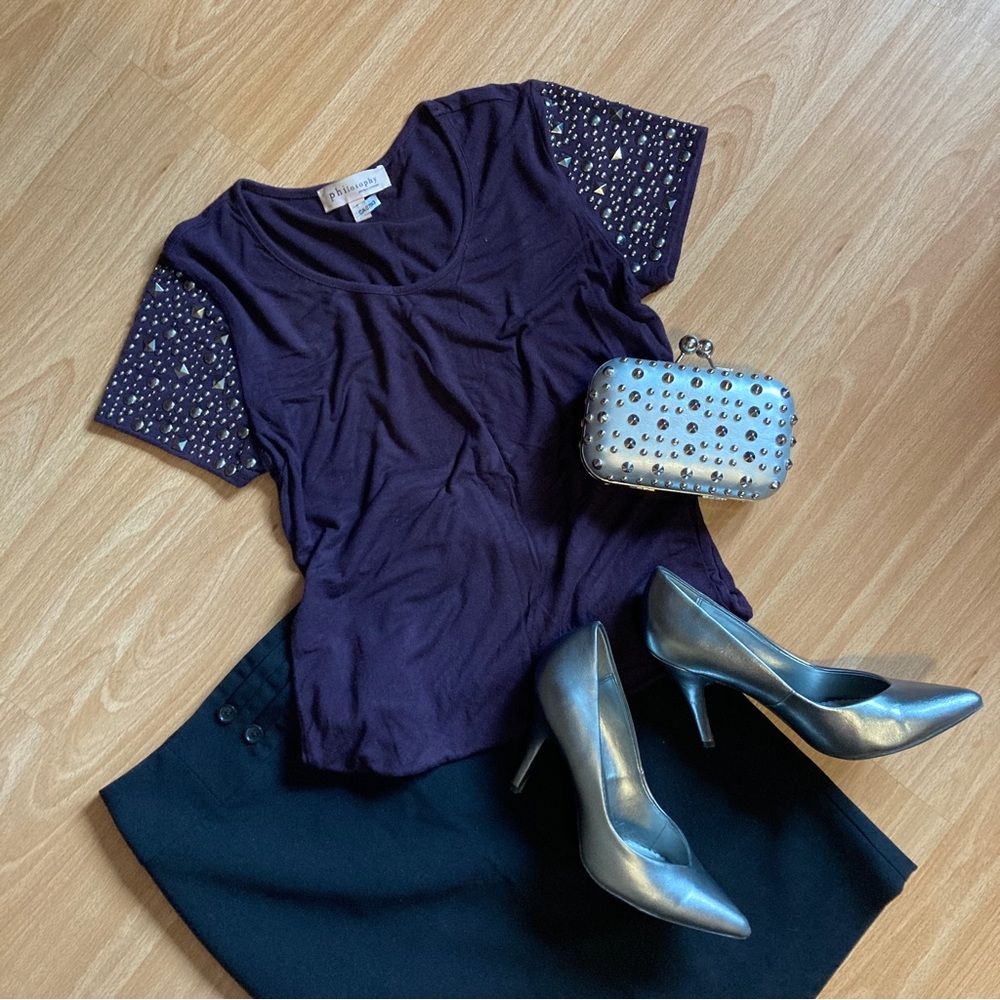 Philosophy top with studded detail, size small